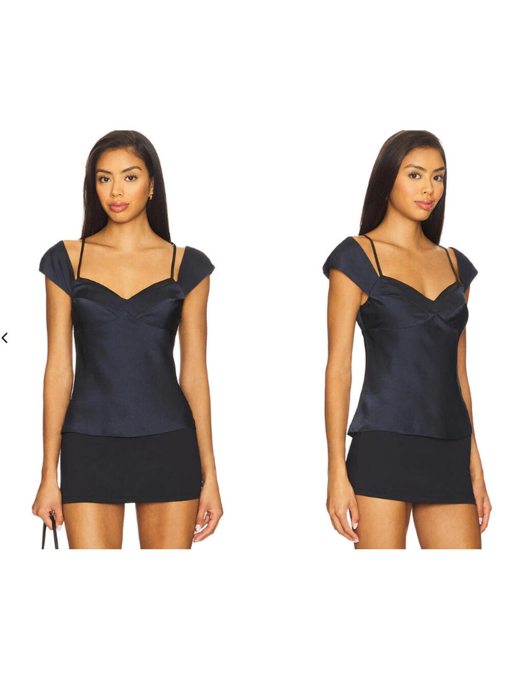 Theory Short Sleeve Peek Cami Top Navy Black SIZE 4 $245MSRP